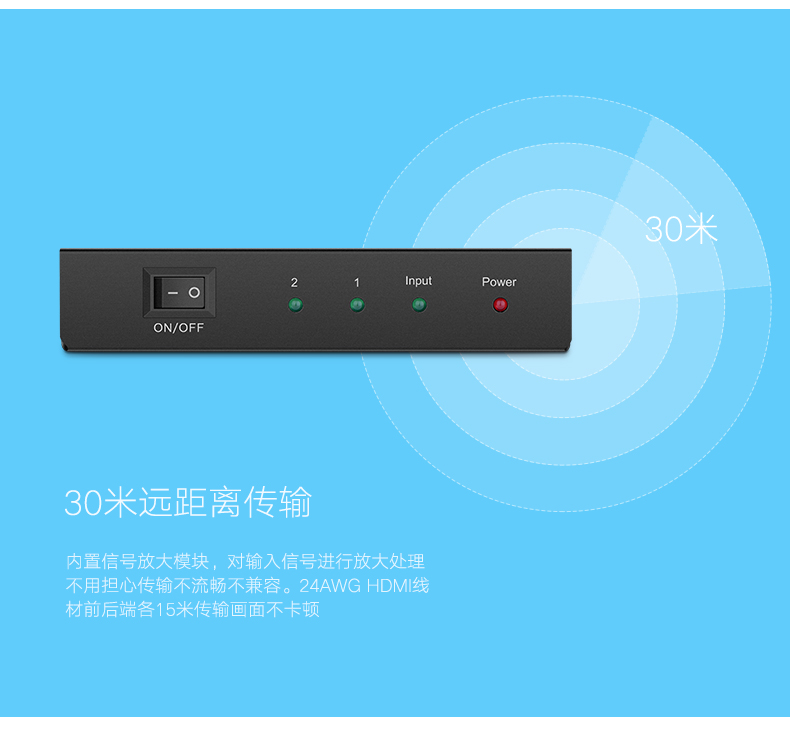 绿联HDMI分配器1进2出，一分二HDMI高清1080p分屏器